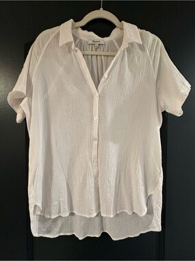 Madewell White Short-Sleeve Button-Front Gauze Shirt